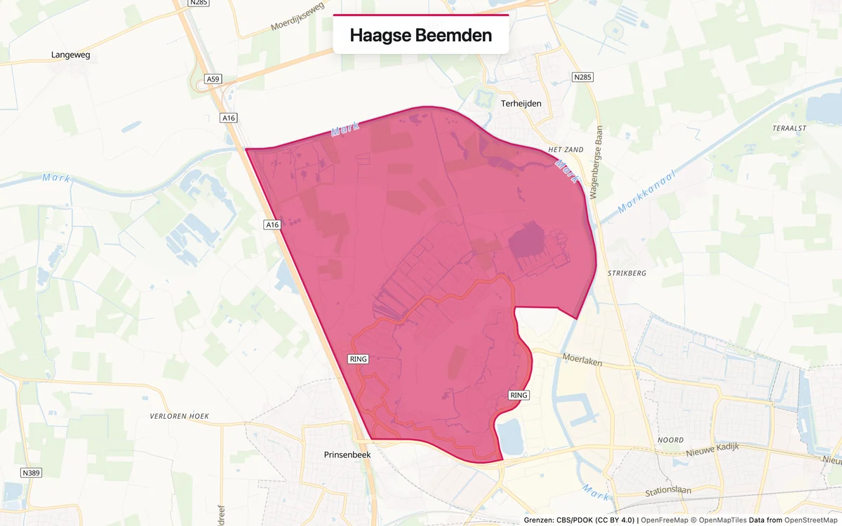 Kaart van het servicegebied Haagse Beemden