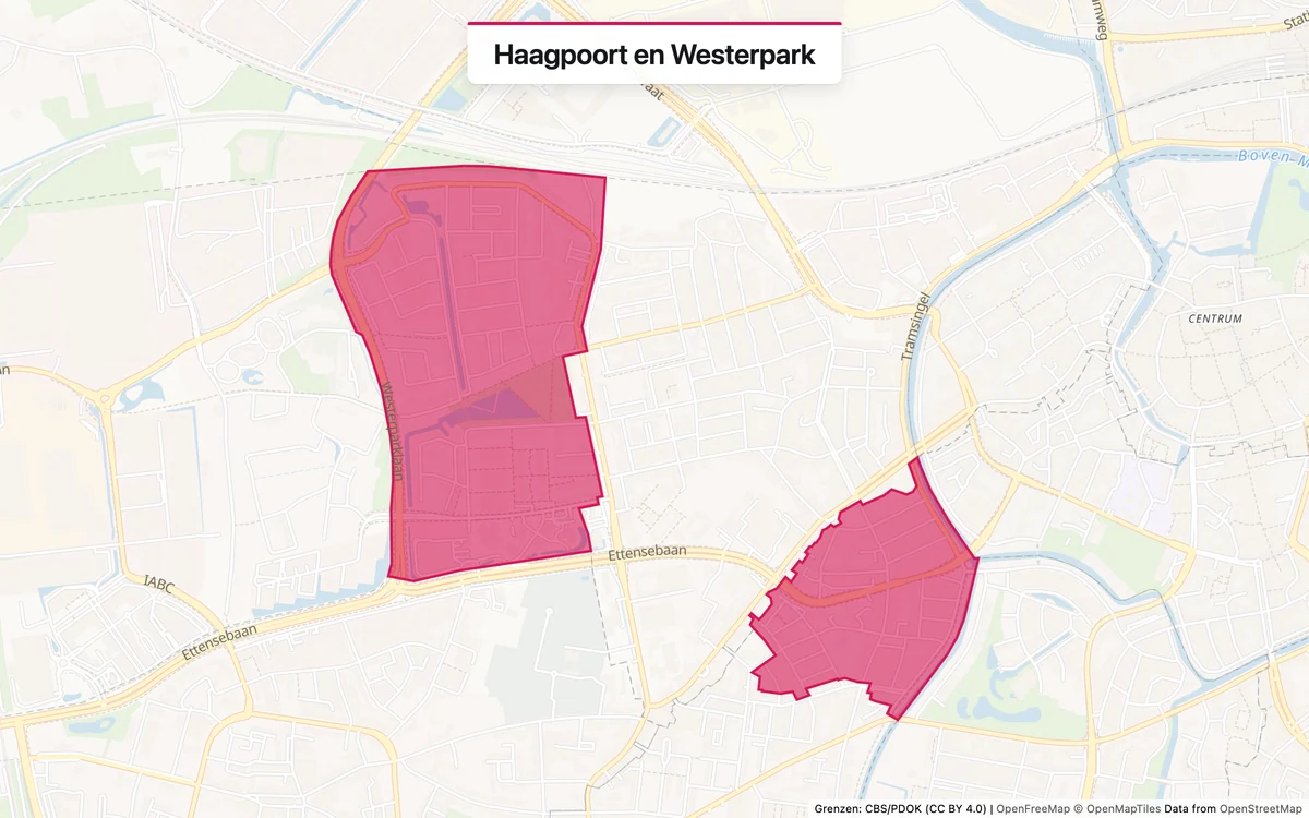 Kaart van het servicegebied Haagpoort